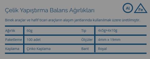 WB ROYAL YAPIŞTIRMA BALANS AĞIRLIĞI 5+10 (Fe) (100 adet)