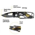 CAT DA980265 Kemer Askı Kancalı Katlanabilir 13CM Paslanmaz Çelik Siyah Kamp Çakısı