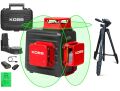 KOBB KBL34GTP 40 Metre Profesyonel Li-ion Şarjlı 3X360⁰ Otomatik Hizalamalı Yeşil Çapraz Çizgi Lazer Distomat+Tripod