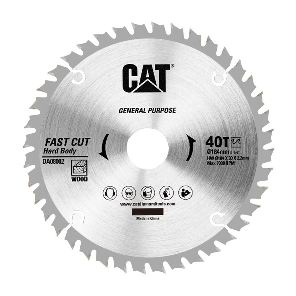 CAT DA08002 184x30mm Ahşap Kesme Elmas, Daire Testere Bıçağı 40 Diş
