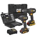 CAT DXK201 18Volt/2.0Ah Li-ion Çift Akülü Kömürsüz Profesyonel Şarjlı Darbeli Matkap + DX7030 + DA01903 Kombo Set