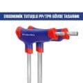 WORKPRO WP200542 8 Parça CR-V Top Başlı T Tipi Uzun Profesyonel Allen Anahtar Takımı